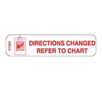 PHARMEX 1-98 Permanent Paper Label,"DIRECTIONS CHANGED", 1 9/16" x 3/8", White (500 per Roll, 2 Rolls per Box)