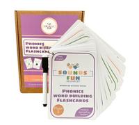 Phase 5 Word Building Phonics Flashcards, Wipeable A6 Educational cards for Children Ages 5+, Laminated with Binder Ring & Pen, Dotted Font & Word Building Frames, Home & School, Sounds Fun Resources