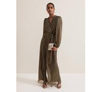 Phase Eight Alli Metallic Textured Jumpsuit Metallic In Gold Gold 26