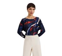 Phase Eight Alora Printed Brushstroke Top NAVY SIZE 10