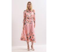 Phase Eight Womens Phase Eight Anabella Floral-Print Linen-Blend Midi Dress Pale Pink 10