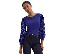 Phase Eight Becky Sequin Sleeve Jumper COBALT EXTRA SMALL