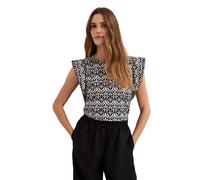 Phase Eight Beth Printed Trim Detail Top BLACK,IVORY SIZE 10