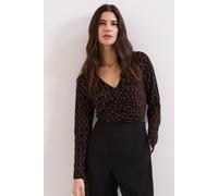 Phase Eight Women's Brooke Geo Pleat Top in Chocolate | Size: 16