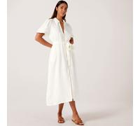 Phase Eight Carey Linen White Dress with Zip WHITE SIZE 14