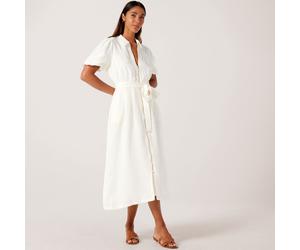 Phase Eight Carey Linen White Dress with Zip WHITE SIZE 14