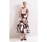 Phase Eight Delicia V-Neck Print Dress In Chocolate Chocolate 26