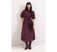 Phase Eight Delphine Printed Puff Sleeve Midi Dress In Wine Wine 14