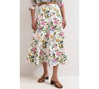 Phase Eight Elasticated Printed Midi Skirt In Off White Off White
