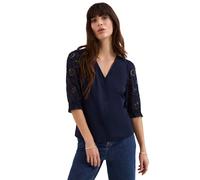 Phase Eight Eleanor Cotton Jersey with Broderie Sleeve Top NAVY SIZE 10