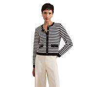 Phase Eight Evie Knitted Jacket with Pockets BLACK,IVORY EXTRA SMALL