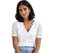 Phase Eight Freya Broiderie Scallop Tshirt RED SIZE 10