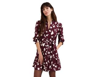 Phase Eight Gaia Heart Print Cotton Swing Dress BURGUNDY SIZE 10