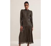 Phase Eight Women's Gloria Sequin Stripe Midi Dress in Black | Size: 14 Phase Eight Black 14