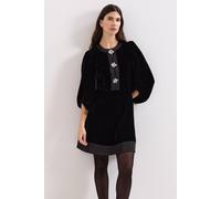 Phase Eight Womens Phase Eight Heidi Diamante-Button Velvet Mini Dress Black 8
