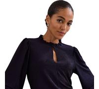 Phase Eight Imogen Shimmer Frill Detail Textured Top BLUE SIZE 10