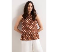 Phase Eight Womens Phase Eight Indie Polka-Dot Linen-Blend Blouse Brown 14