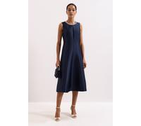 Phase Eight Women's Judy Embellished-Neck Satin Midi Dress in Dark Navy | Size: 12 Phase Eight Dark Navy 12