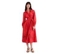 Phase Eight Kim Floral Cutwork Shirt Midi Dress RED SIZE 10