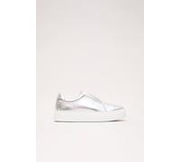 Phase Eight Leather Slip-On Platform Trainers In Metallic Silver Metallic Silver