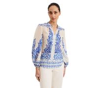 Phase Eight Marisa Placement Print Linen Blouse BLUE SIZE 10