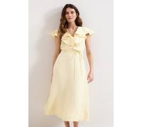 Phase Eight Women's Matilda Ruffle Linen Midi Dress in Lemon | Size: 26 Phase Eight Lemon 26