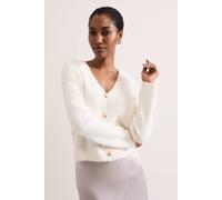 Phase Eight Mindy Fluffy Knit V Neck Cardigan In Off White Off White L