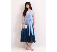 Phase Eight Women's Mira Pleated V-Neck Midi Dress in Blue | Size: 24 Phase Eight Blue 24