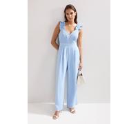 Phase Eight Women's Moira Blue Ruffle Sleeve Jumpsuit in Baby Blue | Size: 8 Phase Eight Baby Blue 8