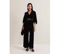 Phase Eight Myleen Velvet Jumpsuit Plain In Black Black 26