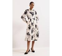 Phase Eight Natalie Floral Belted Shirt Dress In Off White Off White