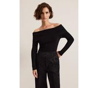 Phase Eight Women's Nya Fine Knit Bardot Top in True Black | Size: Large Phase Eight True Black L