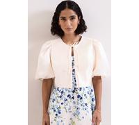 Phase Eight Womens Phase Eight Paulina Puff-Sleeve Satin Jacket Cream 14