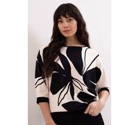 Phase Eight Faith Floral Print Black Ivory Viscose Knit Jumper IVORY BLACK EXTRA SMALL