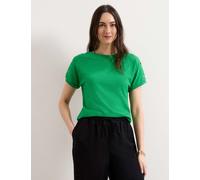 Phase Eight Pure Cotton Slash Neck Button Detail T-Shirt Green