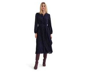 Phase Eight Ryley Laser Cut Work Midi Dress NAVY SIZE 10