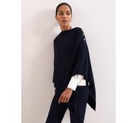 Phase Eight Smart Knitted Button Detail High Low Poncho Navy
