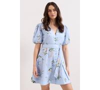 Phase Eight Womens Phase Eight Velma Floral-Print Cotton Mini Dress Blue 14