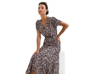 Phase Eight Verity Fil Coupe Midi Petite Dress BLACK IVORY SIZE 10