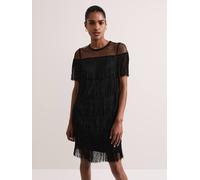 Phase Eight Viola Short Sleeve Fringe Mini Dress Solid In Black Black 26