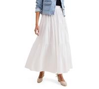 Phase Eight White Soft Cotton Poplim Midaxi Stretch Waist Tiered Skirt WHITE SIZE 12