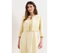 Phase Eight Wilda Embroidered Scallop Cropped Jacket In Lemon Lemon 12