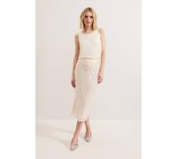Phase Eight Women's Alma Embellished Pencil Skirt in Light Beige | Size: 14
