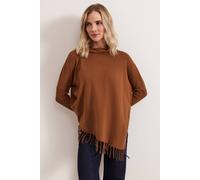Phase Eight Women's Athena Cowl Neck Tassel Poncho in Brown | Size: Large Phase Eight Brown L