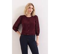 Phase Eight Women's Blythe Eyelet Sleeve Knit Cardigan Sweater in Maroon | Size: Medium