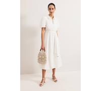Phase Eight Women's Carlotta Linen Shirt Dress in Warm White | Size: 20