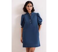 Phase Eight Women's Carly Ruffle Placket Denim Dress in Mid Blue | Size: 20