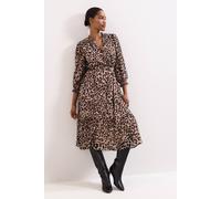 Phase Eight Women's Carra Leopard Midi Dress in Light Tan | Size: 16 Phase Eight Light Tan 16
