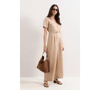 Phase Eight Women's Daniela V-Neck Short Sleeve Jumpsuit in Light Beige | Size: 10