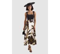 Phase Eight Women's Delie Floral Fit Flare Midi Dress in Khaki | Size: 16